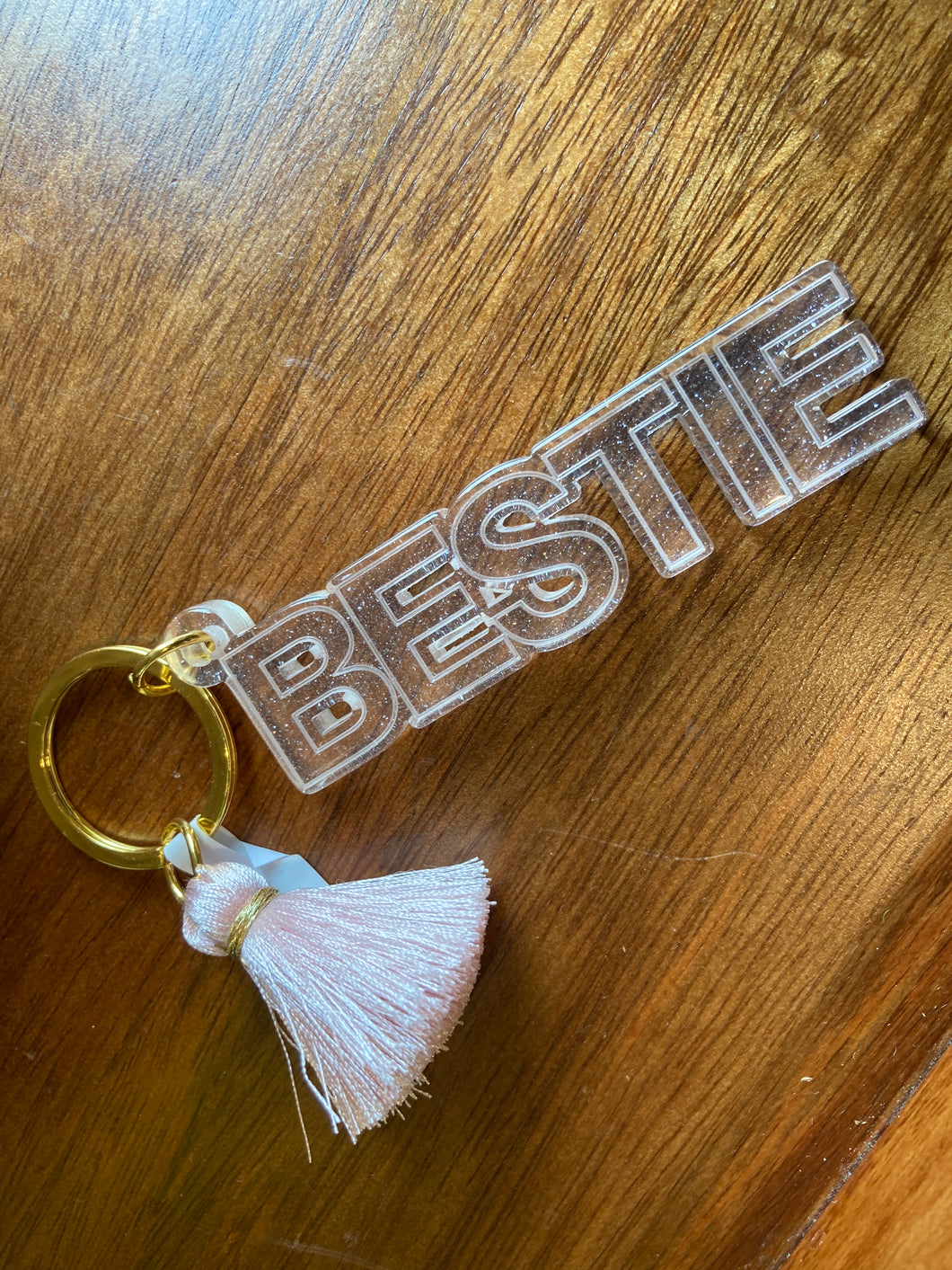 Pink Tasseled Bestie Keychain